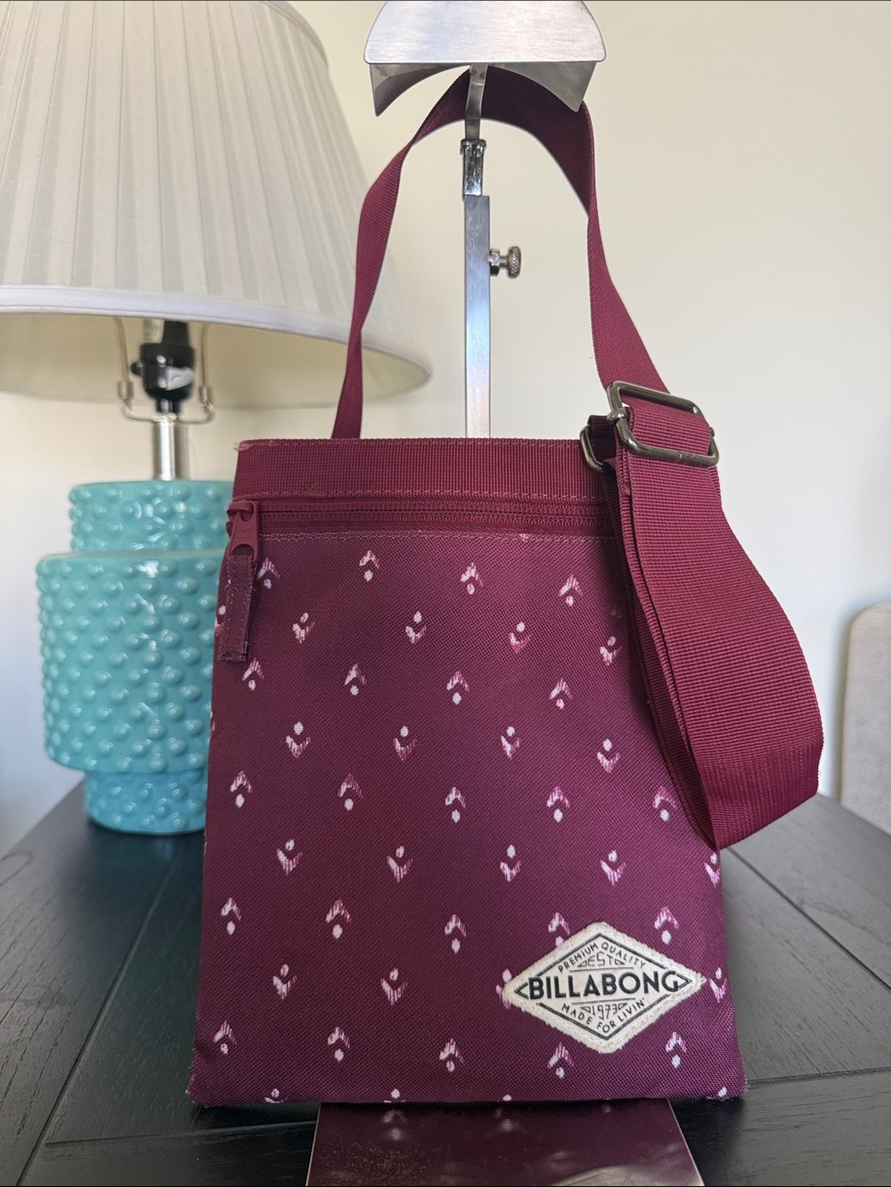 Billabong Burgundy Patterned Crossbody Bag